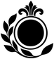 Black and white laurel wreath vinyl decal with circular center emblem