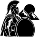 Twin Peaks Spartan vinyl decal in black with white outline, helmeted warrior and shield