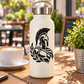 Black hoplite bust vinyl decal with laurel leaves on bottle