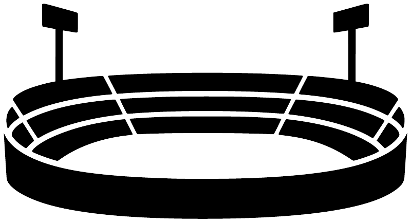 Black stadium night vinyl decal with two posts and outlined bowl design