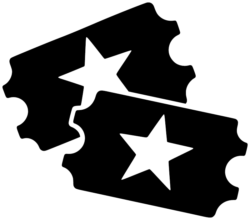 Black vinyl decal with two white stars on state-shaped ticket outline