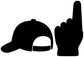 Black vinyl decal of baseball cap and pointing hand