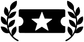Close-up vinyl laurel ticket decal with white star on black rectangle