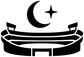Black and white vinyl decal: crescent moon, star, and stadium outline