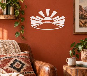 Sunset stands vinyl decal logo in white
