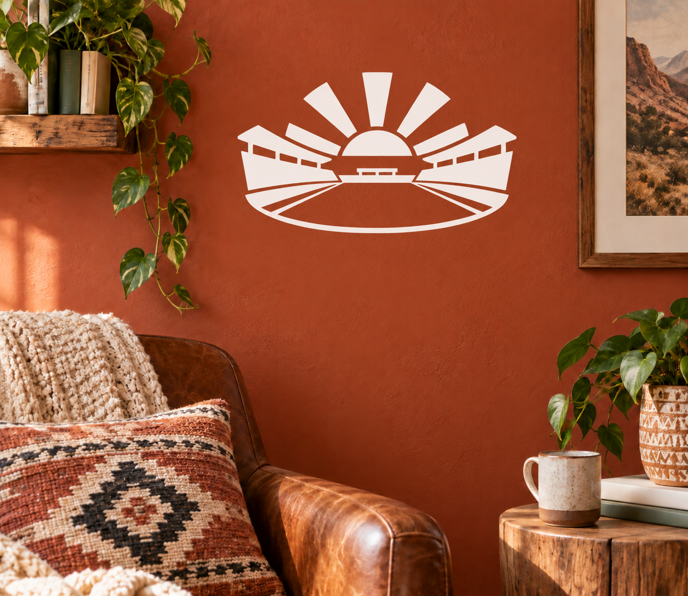 Sunset stands vinyl decal logo in white