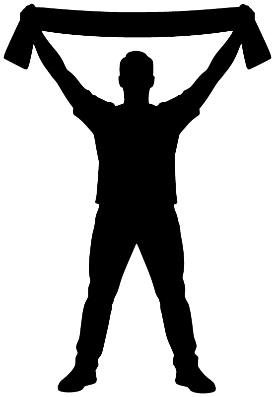 Black sports fan salute vinyl decal silhouette with ribbon banners
