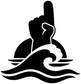 Black-and-white cheer mascot vinyl decal with raised arm and wave base