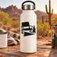 Vinyl decal of sports chair and drink bottle on white water bottle
