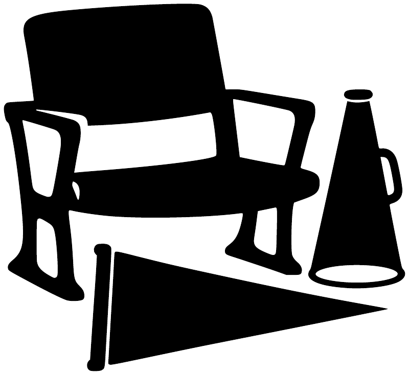 Black vinyl decal with sports chair, table, and drink bottle icons