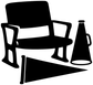 Black vinyl decal with sports chair, table, and drink bottle icons