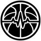 Circular basketball rhythm vinyl decal close-up with heartbeat line and basketball icon