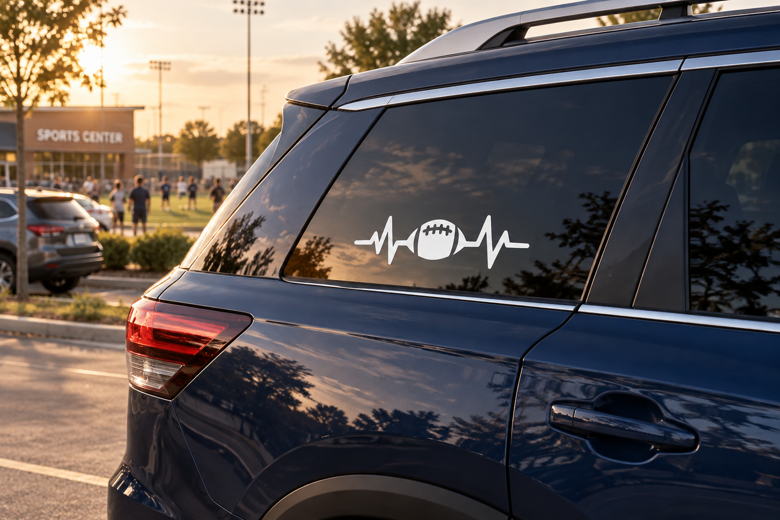 SportsHeartbeatCX009 football pulse line vinyl decal on car rear window