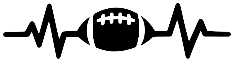 Football pulse line vinyl decal graphic with heartbeat and football icon
