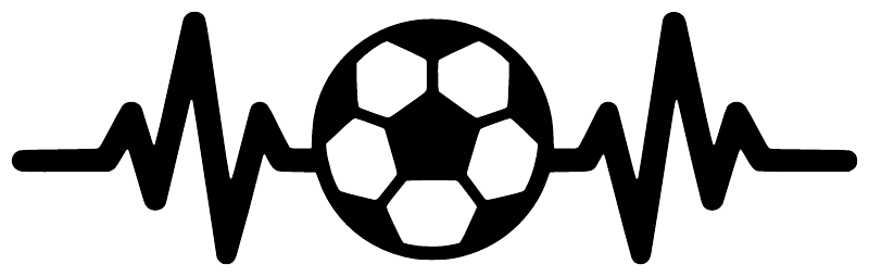 Soccer pulse line vinyl decal graphic: black heartbeat line with soccer ball.