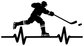 Hockey pulse vinyl decal, black silhouette hockey player with stick and ECG heartbeat line
