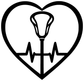 White heart-beat vinyl decal with lacrosse stick icon and heartbeat line in heart shape