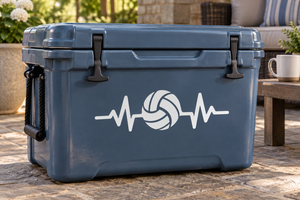 Volleyball pulse line vinyl decal in white