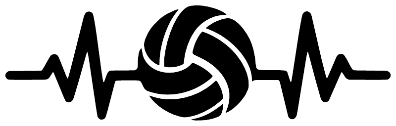 Volleyball pulse line vinyl decal graphic in black and white