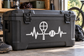 SportsHeartbeatCX029 black vinyl sports heartbeat decal with whistle, racket, and ball icons