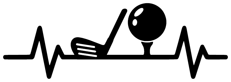 Golf pulse line vinyl decal featuring golfer figure and heartbeat waveform