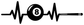 Close-up of white heartbeat line vinyl decal with black 8-ball and cue stick