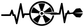 Darts pulse line vinyl decal design: ECG line with wheel and dart icons