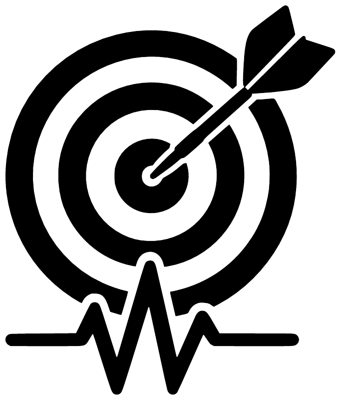 Dartboard bullseye pulse vinyl decal graphic: dart, concentric rings, and heartbeat line