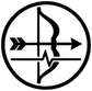 Archery rhythm badge vinyl decal icon: black circular target with arrows on white