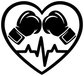 Boxing heart beat vinyl decal close-up with gloves and heartbeat line, black and white