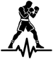 Boxing athlete pulse vinyl decal, black boxer silhouette with heartbeat line