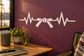White pulse line vinyl decal with central belt and ribbon bow graphic