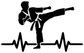 Martial arts pulse vinyl decal silhouette of fighter kicking with heartbeat line