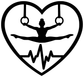 Gymnastics heart beat vinyl decal with black gymnast silhouette in white heart
