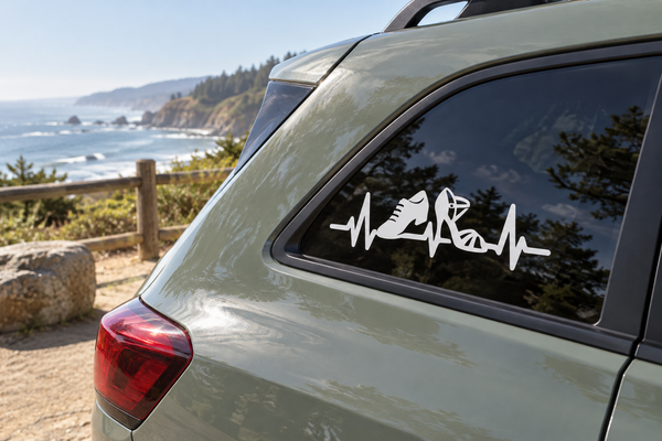 Dance pulse line vinyl decal, black silhouette on car rear window