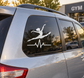 Car rear window vinyl decal with dancer silhouette and heartbeat line
