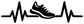 Running pulse line vinyl decal close-up with running shoe and heartbeat line, black