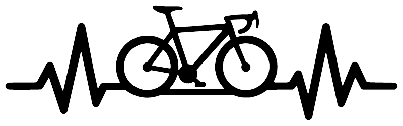 Cycling pulse line vinyl decal: black bicycle over ECG waveform