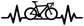 Cycling pulse line vinyl decal: black bicycle over ECG waveform