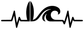 White surfing pulse line vinyl decal graphic, heartbeat with surfboard and wave
