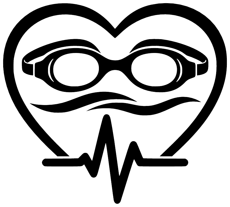 Heart-shaped swim goggles vinyl decal with heartbeat line