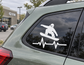Snowboarding athlete pulse vinyl decal with white silhouette on car window