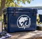 Fishing rhythm badge vinyl decal with fish icon in circular outline and heartbeat line
