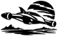 Black starship vinyl decal with planet-arc horizon and stylized ground