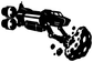 Vinyl decal design: asteroid miner cannon silhouette with debris splash, high-contrast