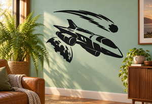 Comet Chaser vinyl decal: black starship silhouette with comet tail and landing fin