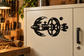Black starship docking ship vinyl decal on cabinet door