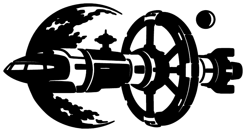 Black starship docking ship vinyl decal with planet and ringed engine detail
