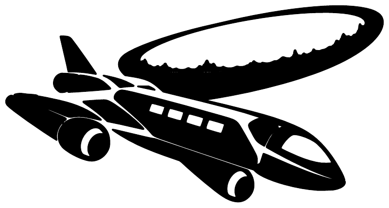 Black vinyl shuttle decal with futuristic spacecraft silhouette