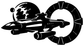Black-and-white starship and circular star gate graphic vinyl decal